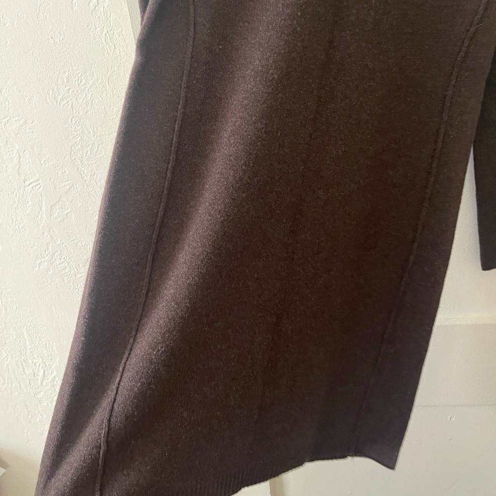 J. Jill wool cashmere Elegant walnut Brown knit Sweater Dress medium long sleeve - Picture 3 of 9